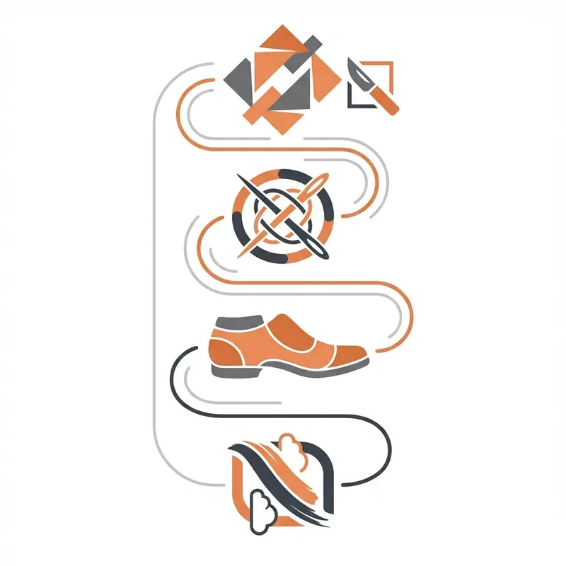 Footwear production planning dashboard showing manufacturing stages