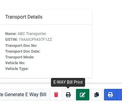 Generate E-Way Bill button image for Garment Manufacturing ERP Software