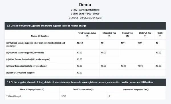 GSTR filing report generation feature in Zubizi gst invoice software