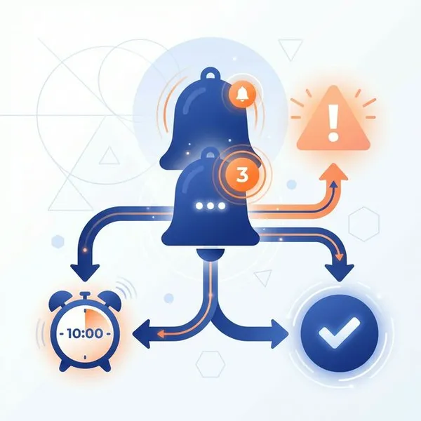 Infographic showing smart auto-notification system with email alerts for production deadlines