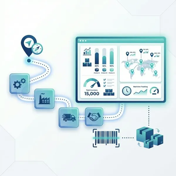 Infographic showing complete traceability with item tracking across production stages