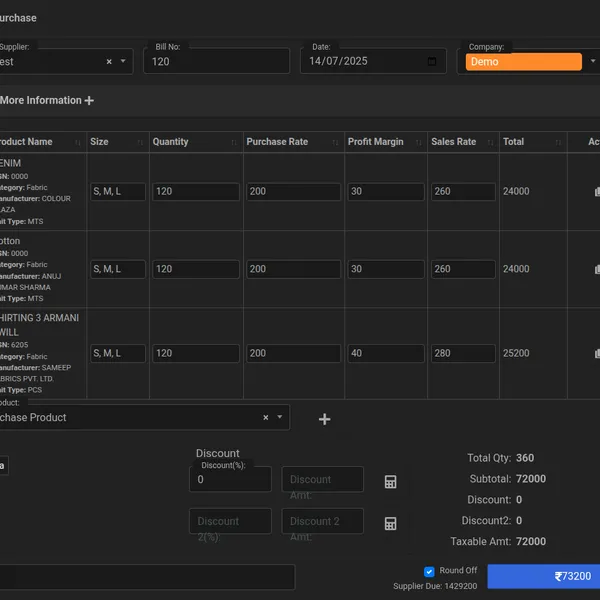Purchase and Supplier Management feature image for Garment Manufacturing ERP Software