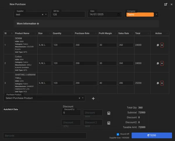 Supplier and Purchase Account Management feature image for GST Billing Software for Retail Shops
