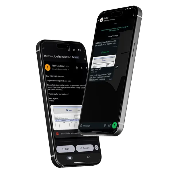 Email and WhatsApp Integration feature image for GST Billing Software for Retail Shops