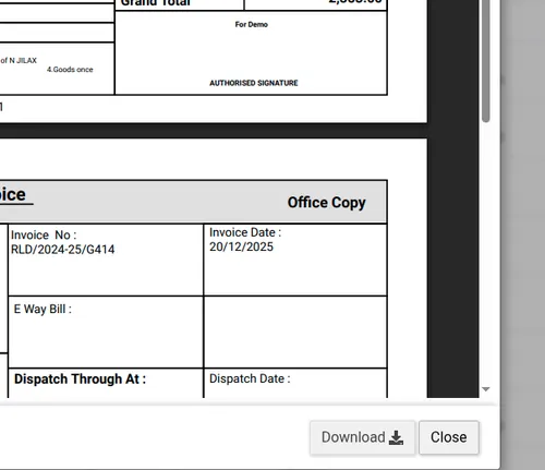 Thermal printer invoice support